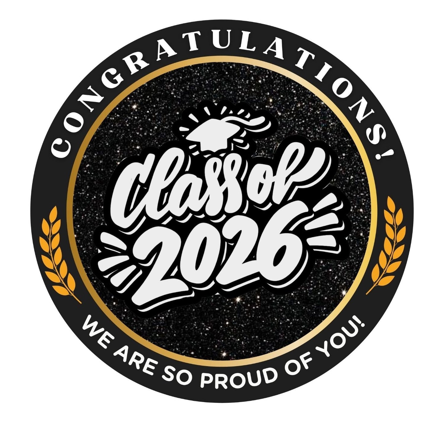 2026 Glossy Graduation Centerpieces – 12pcs Class Color Designs (Pre - Cut & Ready to Use) - Tata's Printing