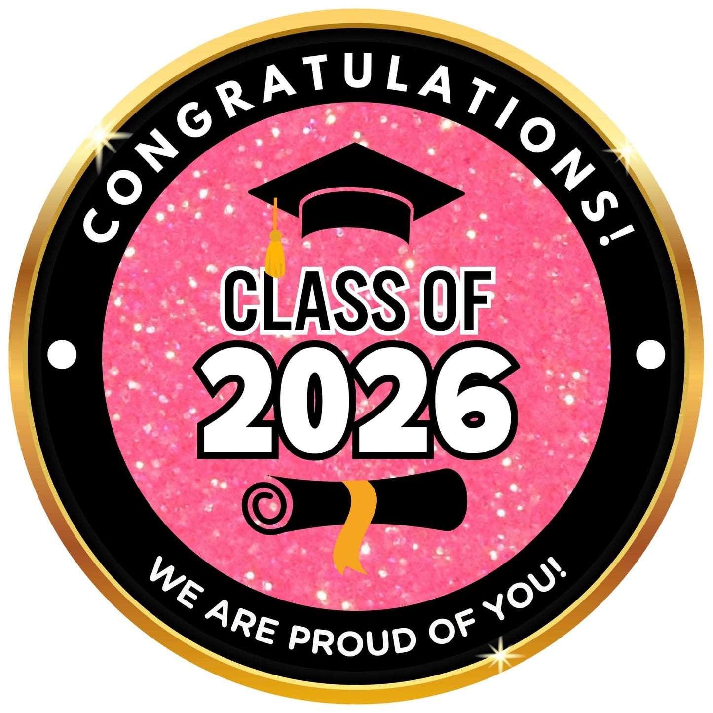 2026 Glossy Graduation Centerpieces – 12pcs Class Color Designs (Pre - Cut & Ready to Use) - Tata's Printing