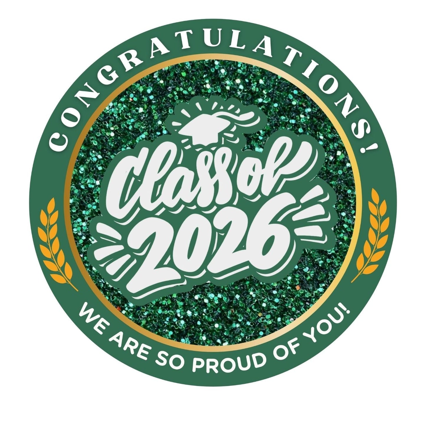 2026 Glossy Graduation Centerpieces – 12pcs Class Color Designs (Pre - Cut & Ready to Use) - Tata's Printing