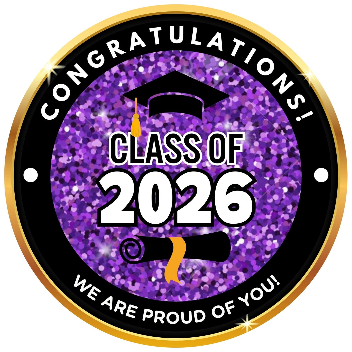 2026 Glossy Graduation Centerpieces – 12pcs Class Color Designs (Pre - Cut & Ready to Use) - Tata's Printing