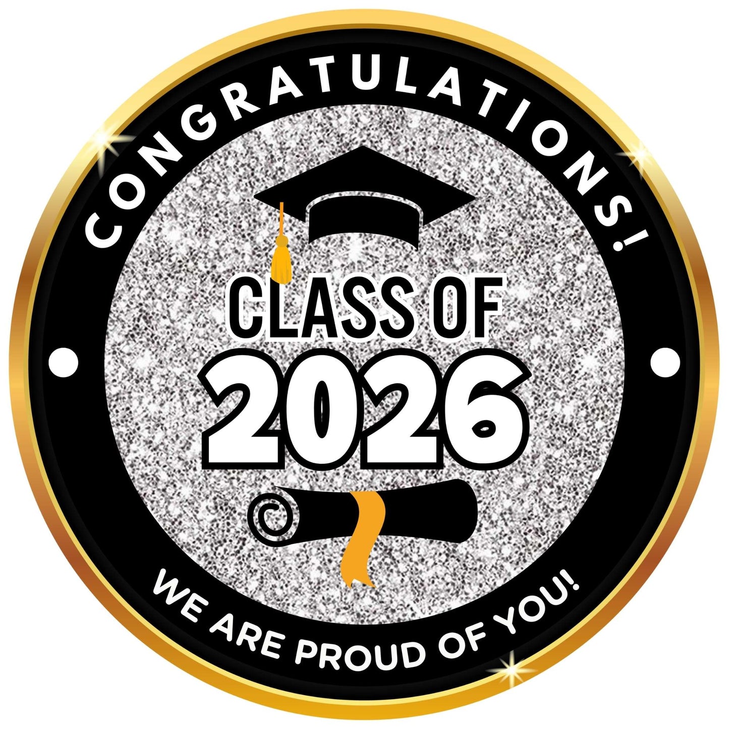 2026 Glossy Graduation Centerpieces – 12pcs Class Color Designs (Pre - Cut & Ready to Use) - Tata's Printing