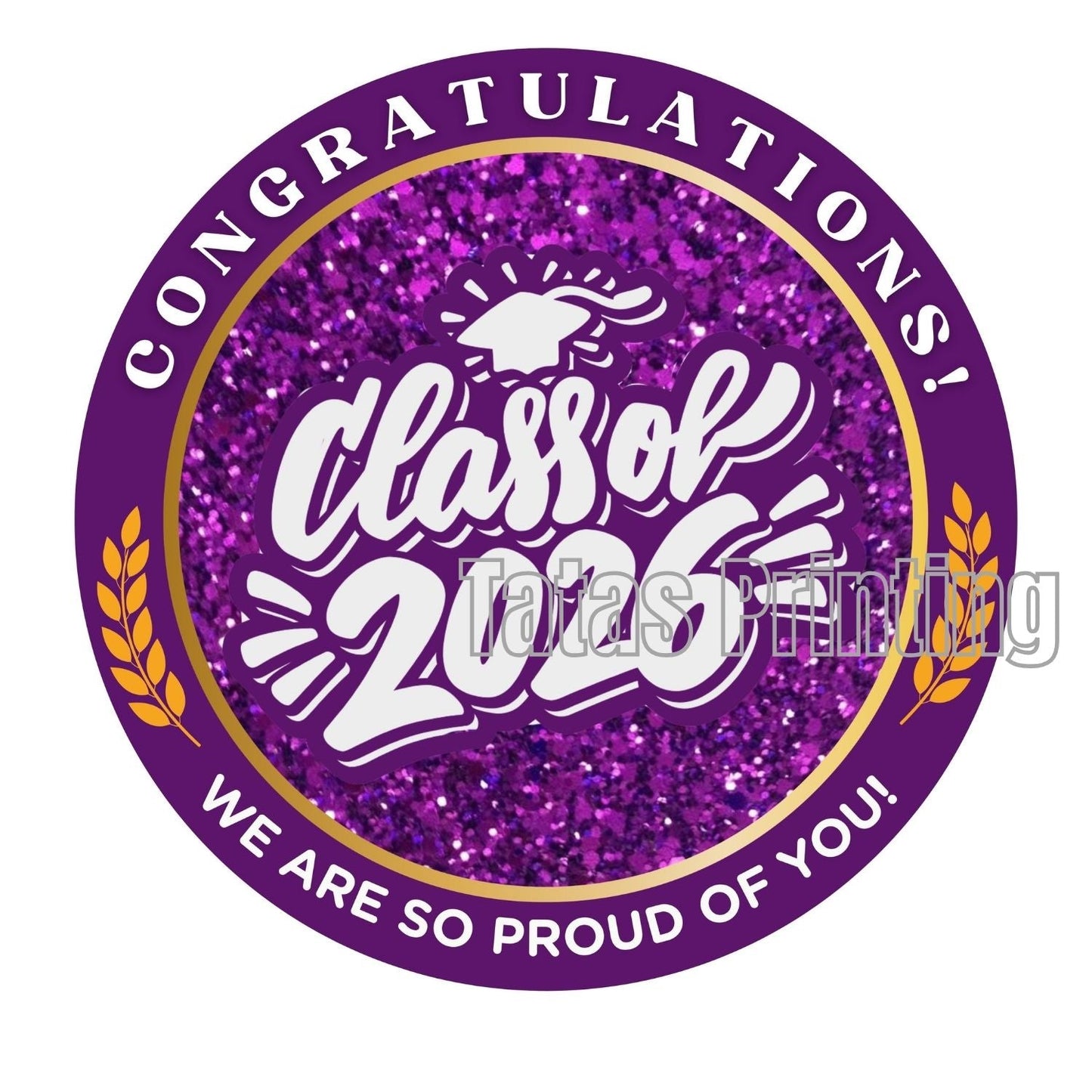 2026 Glossy Graduation Centerpieces – 12pcs Class Color Designs (Pre - Cut & Ready to Use) - Tata's Printing