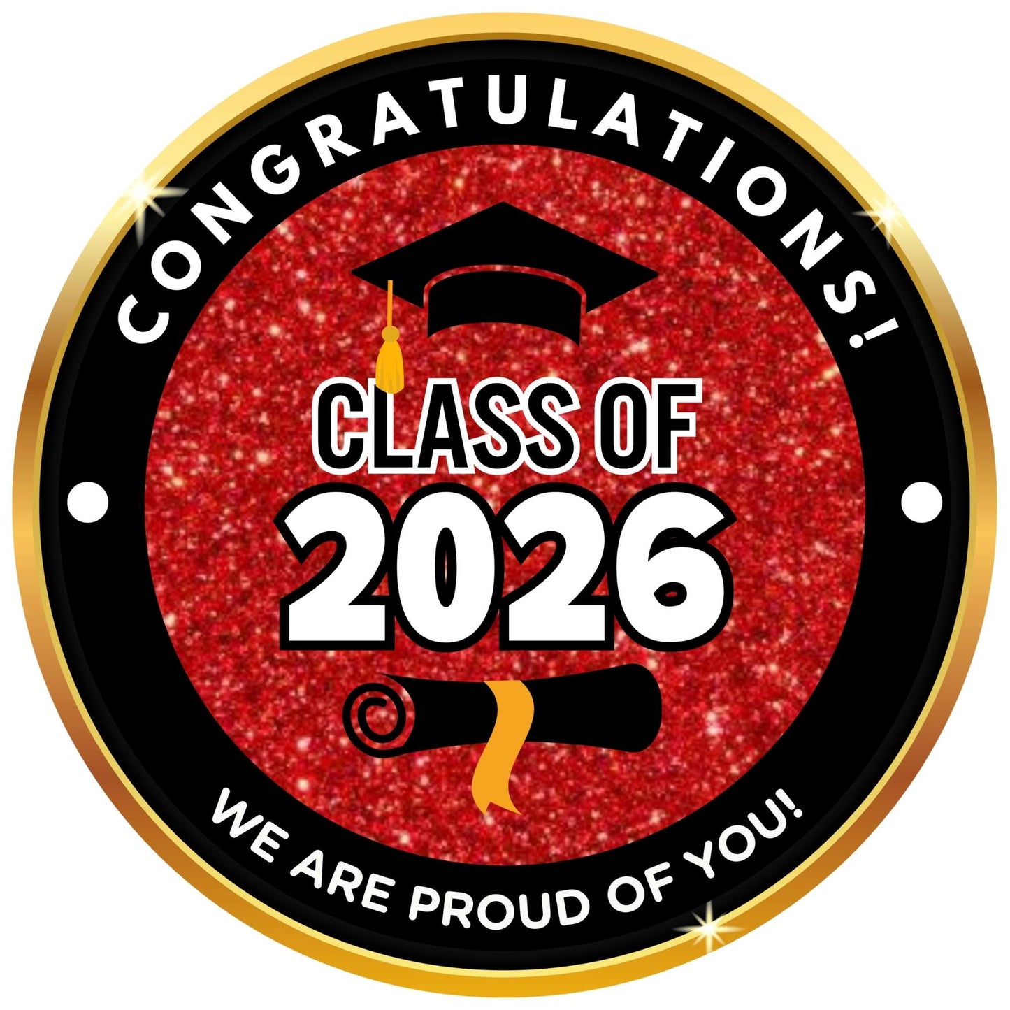 2026 Glossy Graduation Centerpieces – 12pcs Class Color Designs (Pre - Cut & Ready to Use) - Tata's Printing