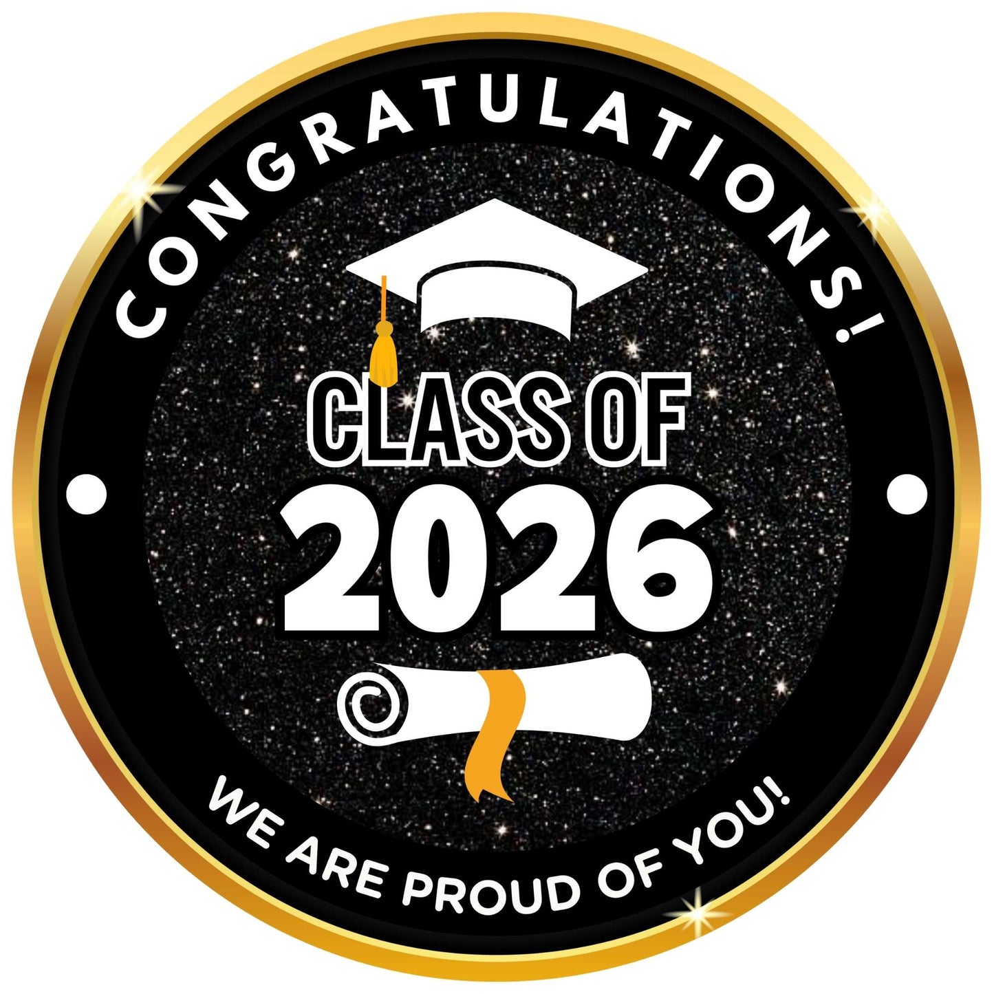 2026 Glossy Graduation Centerpieces – 12pcs Class Color Designs (Pre - Cut & Ready to Use) - Tata's Printing