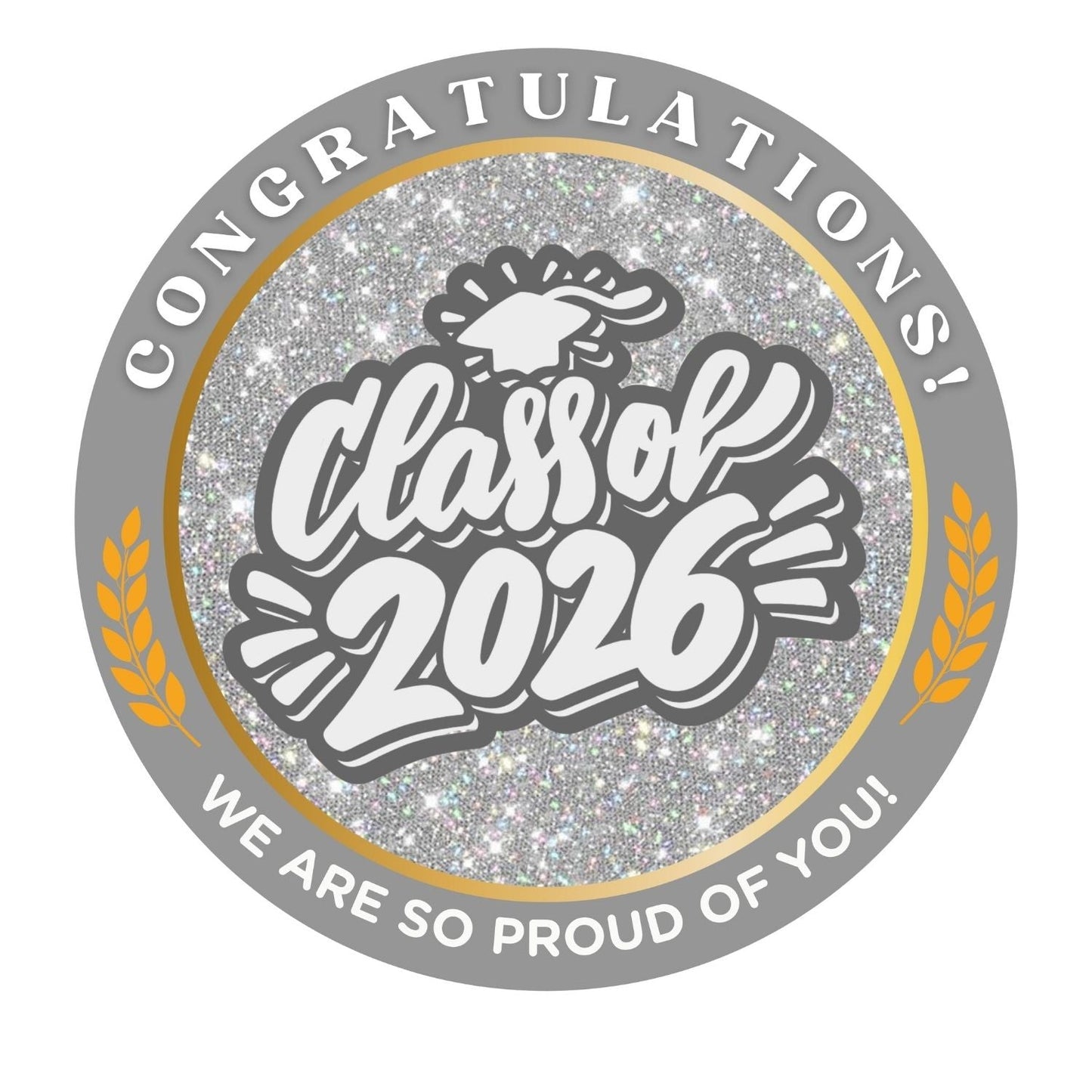 2026 Glossy Graduation Centerpieces – 12pcs Class Color Designs (Pre - Cut & Ready to Use) - Tata's Printing