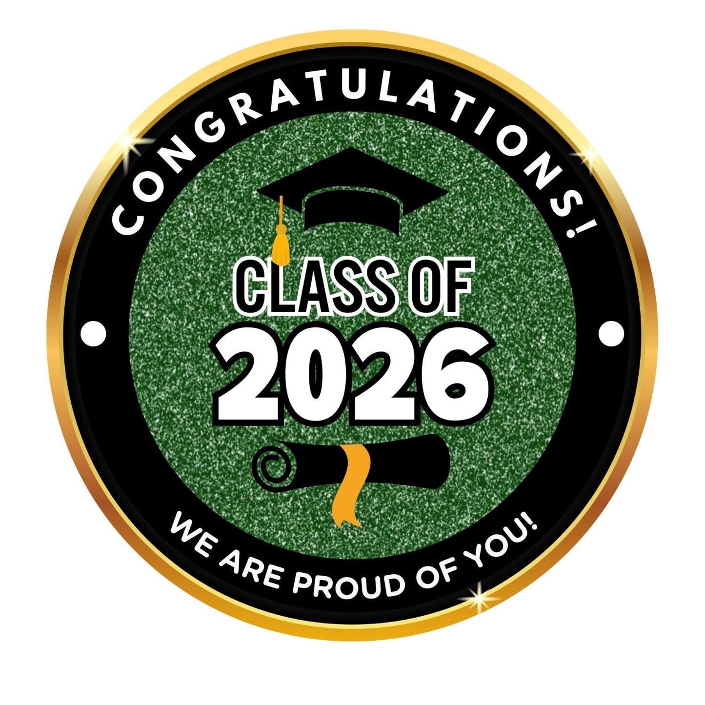 2026 Glossy Graduation Centerpieces – 12pcs Class Color Designs (Pre - Cut & Ready to Use) - Tata's Printing
