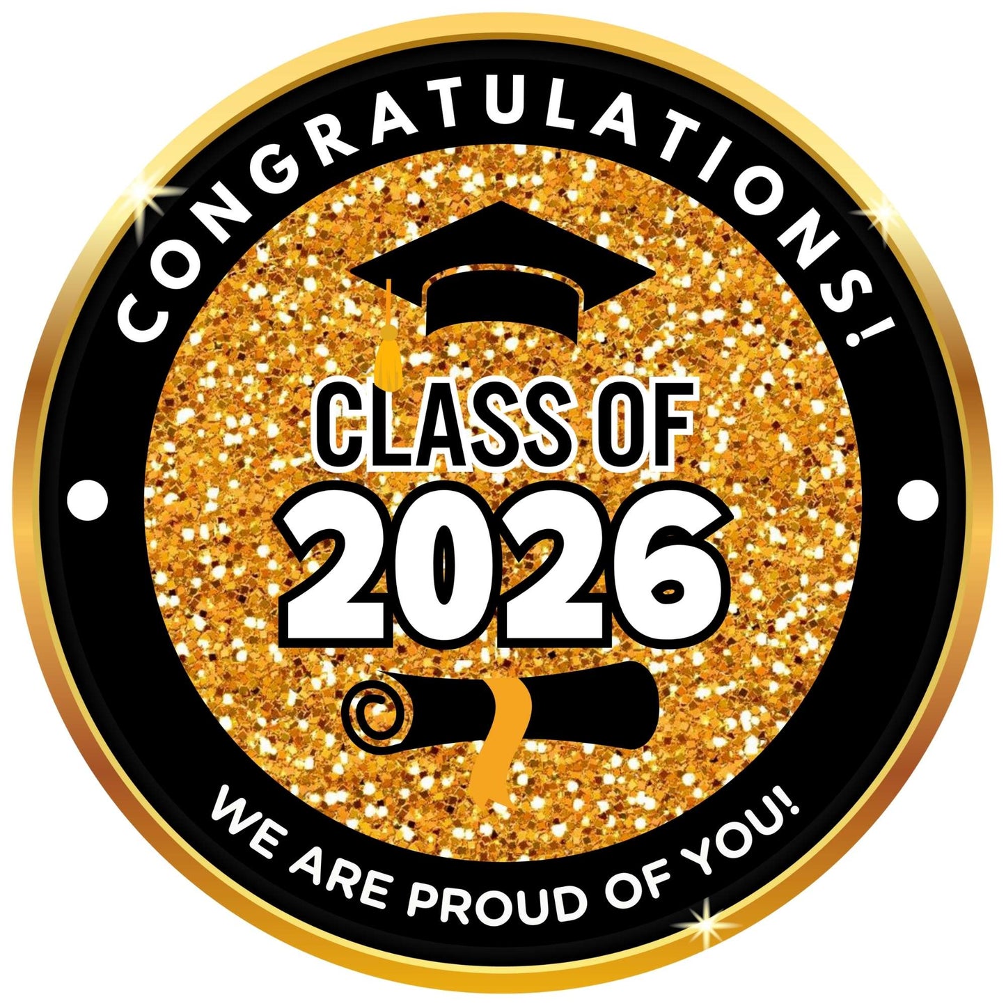 2026 Glossy Graduation Centerpieces – 12pcs Class Color Designs (Pre - Cut & Ready to Use) - Tata's Printing