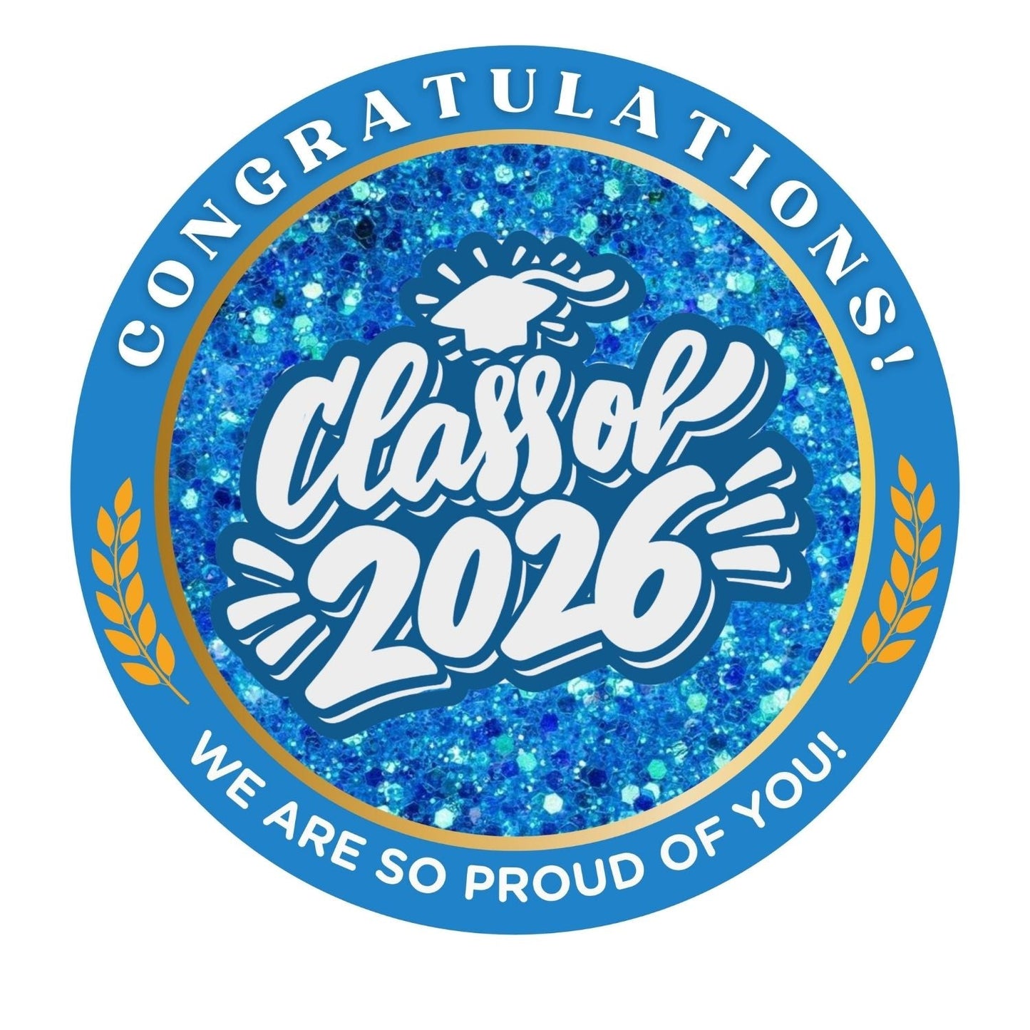 2026 Glossy Graduation Centerpieces – 12pcs Class Color Designs (Pre - Cut & Ready to Use) - Tata's Printing