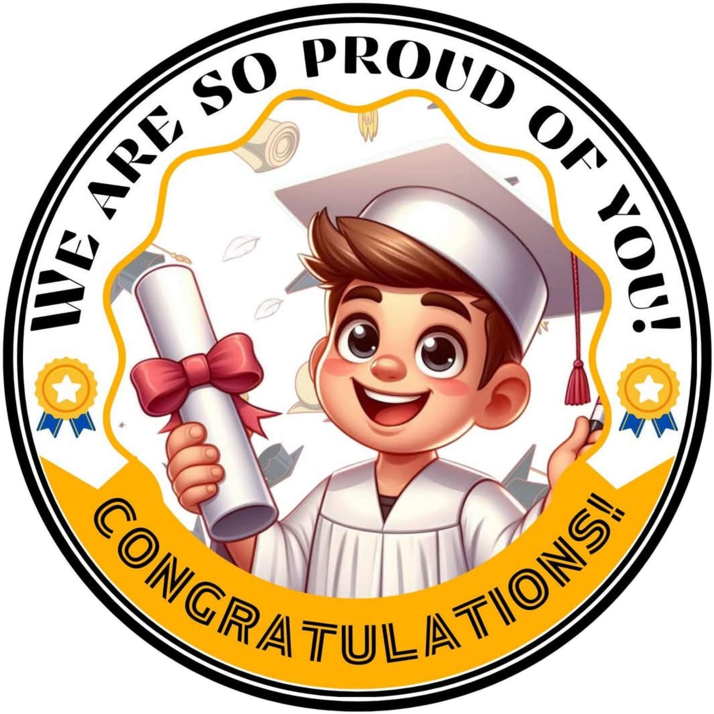 2026 Glossy Graduation Logo Garland – Premium Round Cut for Lei Garland, Centerpieces & Sashes - Tata's Printing