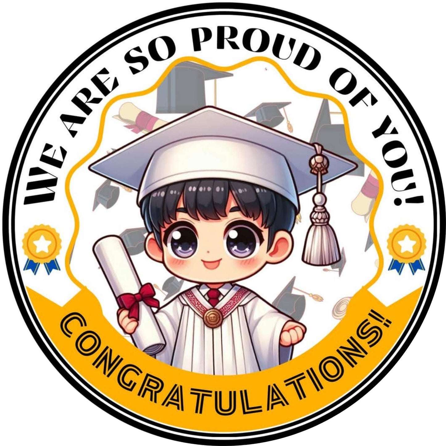 2026 Glossy Graduation Logo Garland – Premium Round Cut for Lei Garland, Centerpieces & Sashes - Tata's Printing