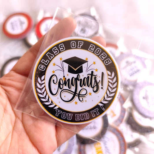 2026 Glossy Graduation Logo Garland – Premium Round Cut for Lei Garland, Centerpieces & Sashes - Tata's Printing
