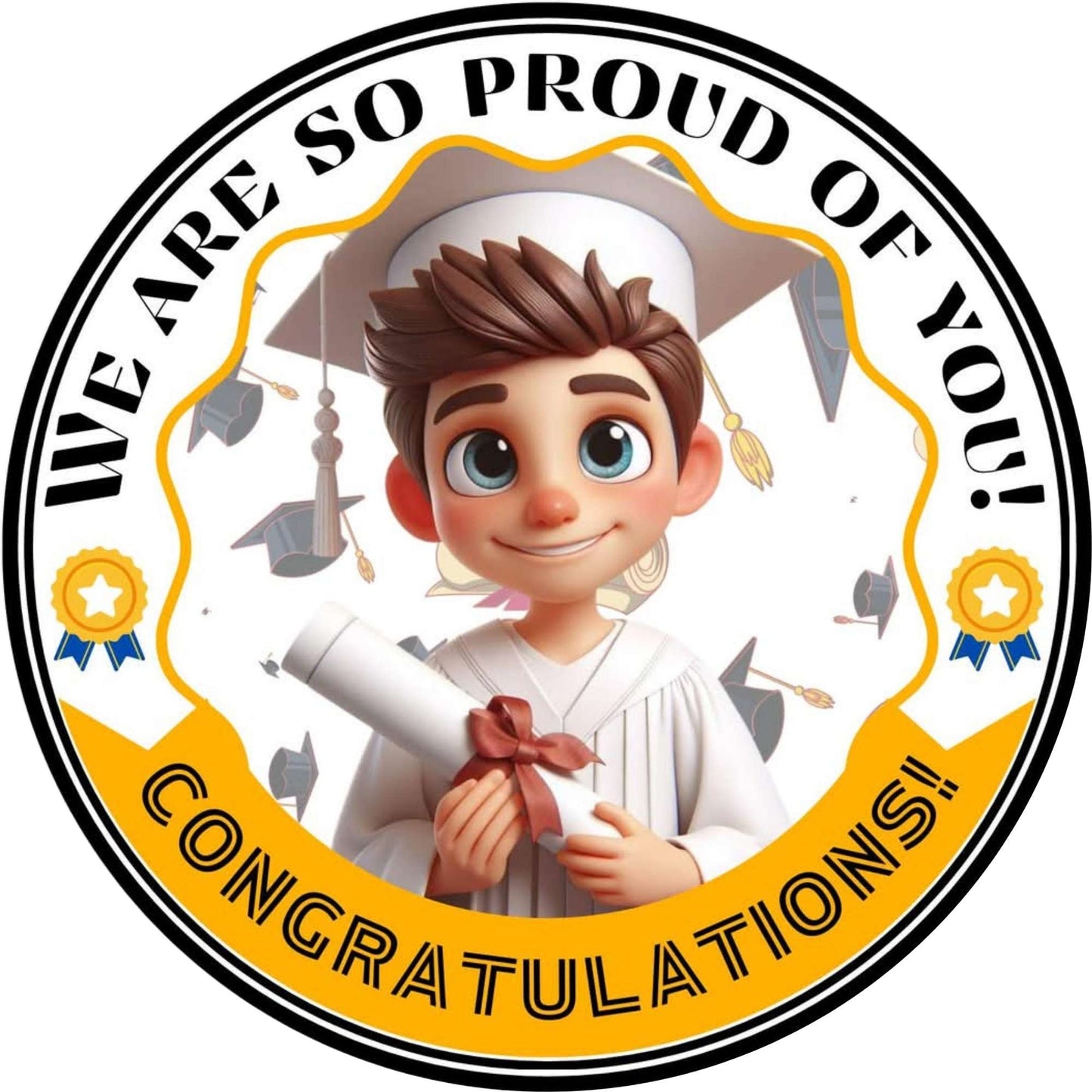 2026 Glossy Graduation Logo Garland – Premium Round Cut for Lei Garland, Centerpieces & Sashes - Tata's Printing