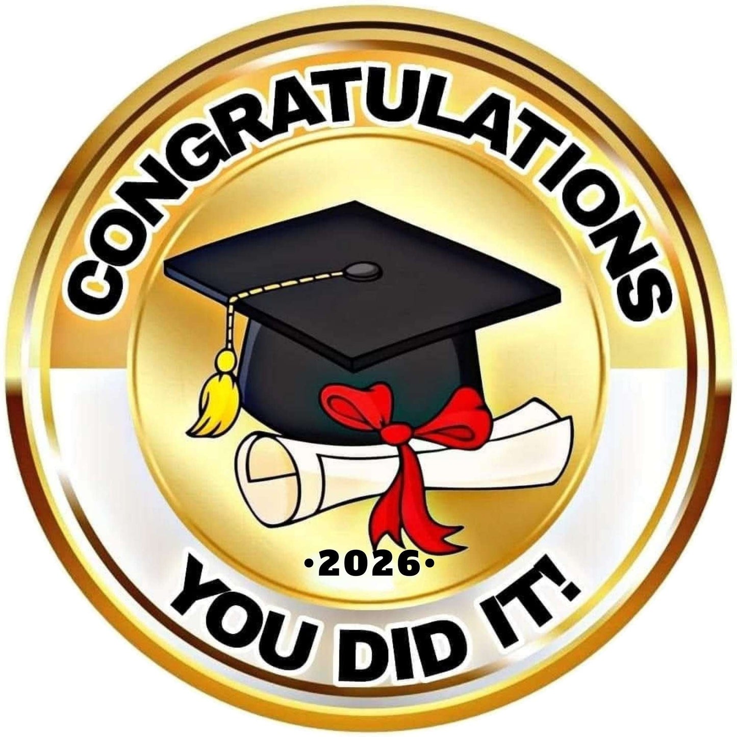 2026 Glossy Graduation Logo Garland – Premium Round Cut for Lei Garland, Centerpieces & Sashes - Tata's Printing