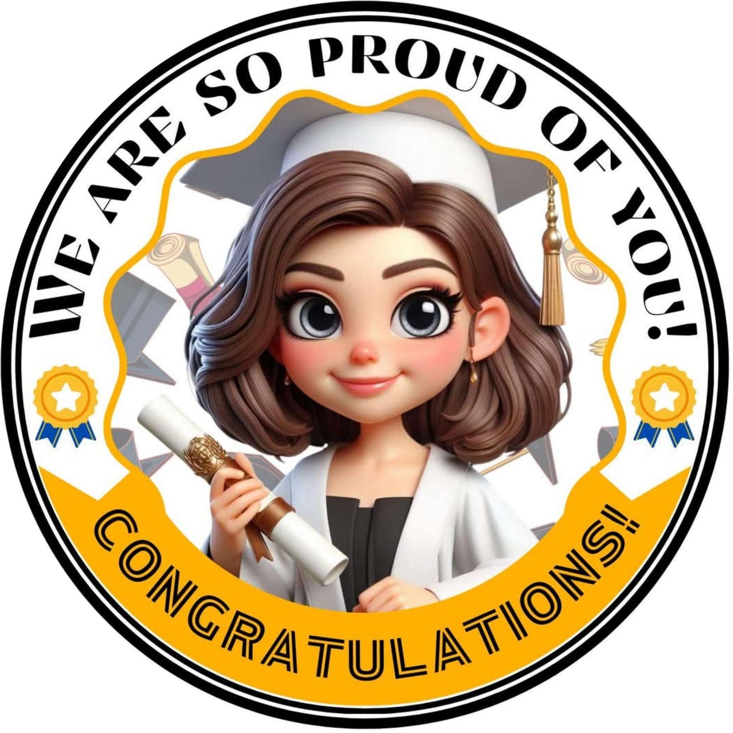 2026 Glossy Graduation Logo Garland – Premium Round Cut for Lei Garland, Centerpieces & Sashes - Tata's Printing