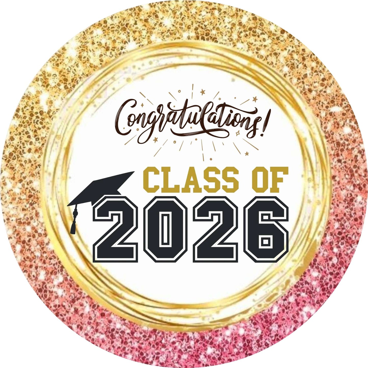 2026 Glossy Graduation Logo Garland – Premium Round Cut for Lei Garland, Centerpieces & Sashes - Tata's Printing