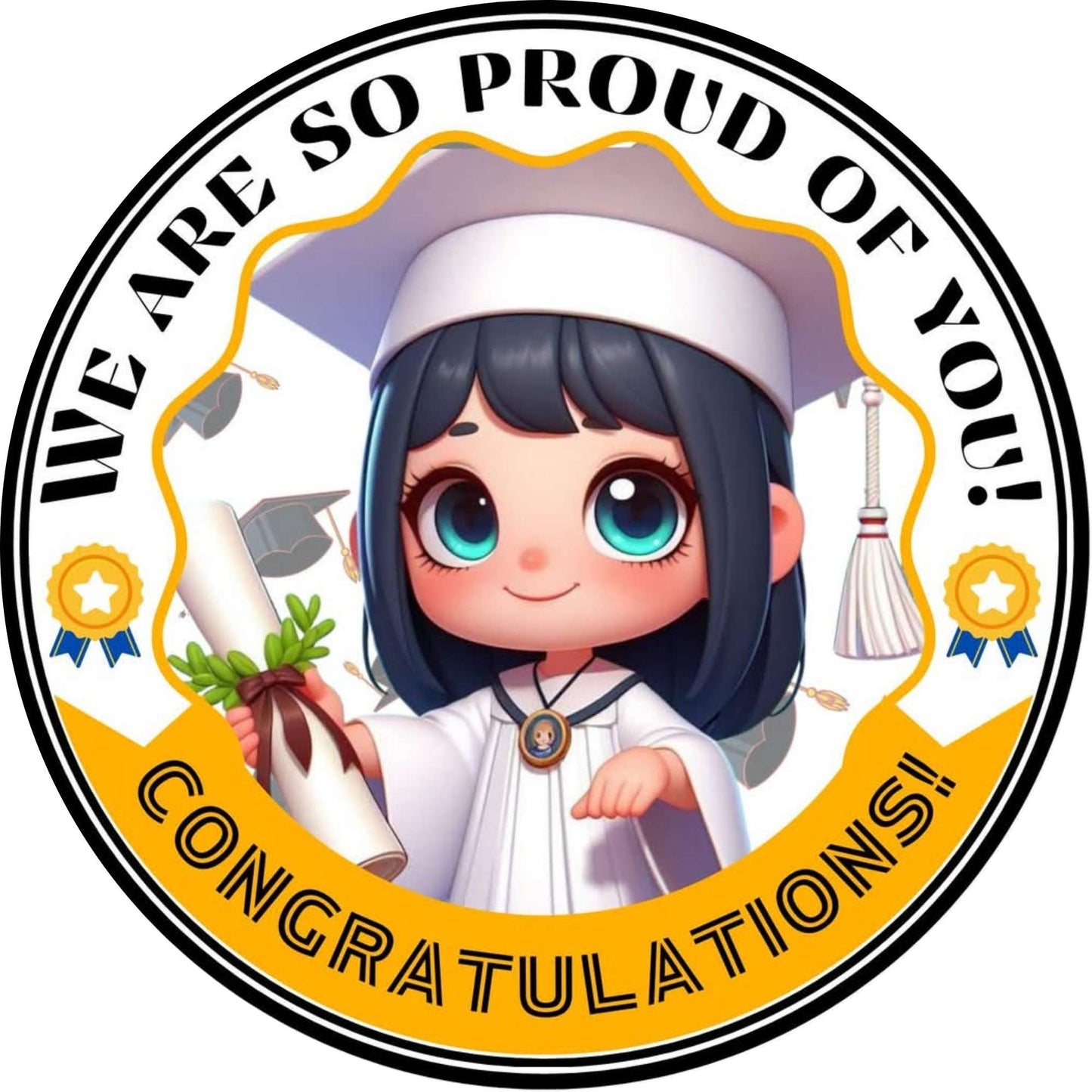 2026 Glossy Graduation Logo Garland – Premium Round Cut for Lei Garland, Centerpieces & Sashes - Tata's Printing