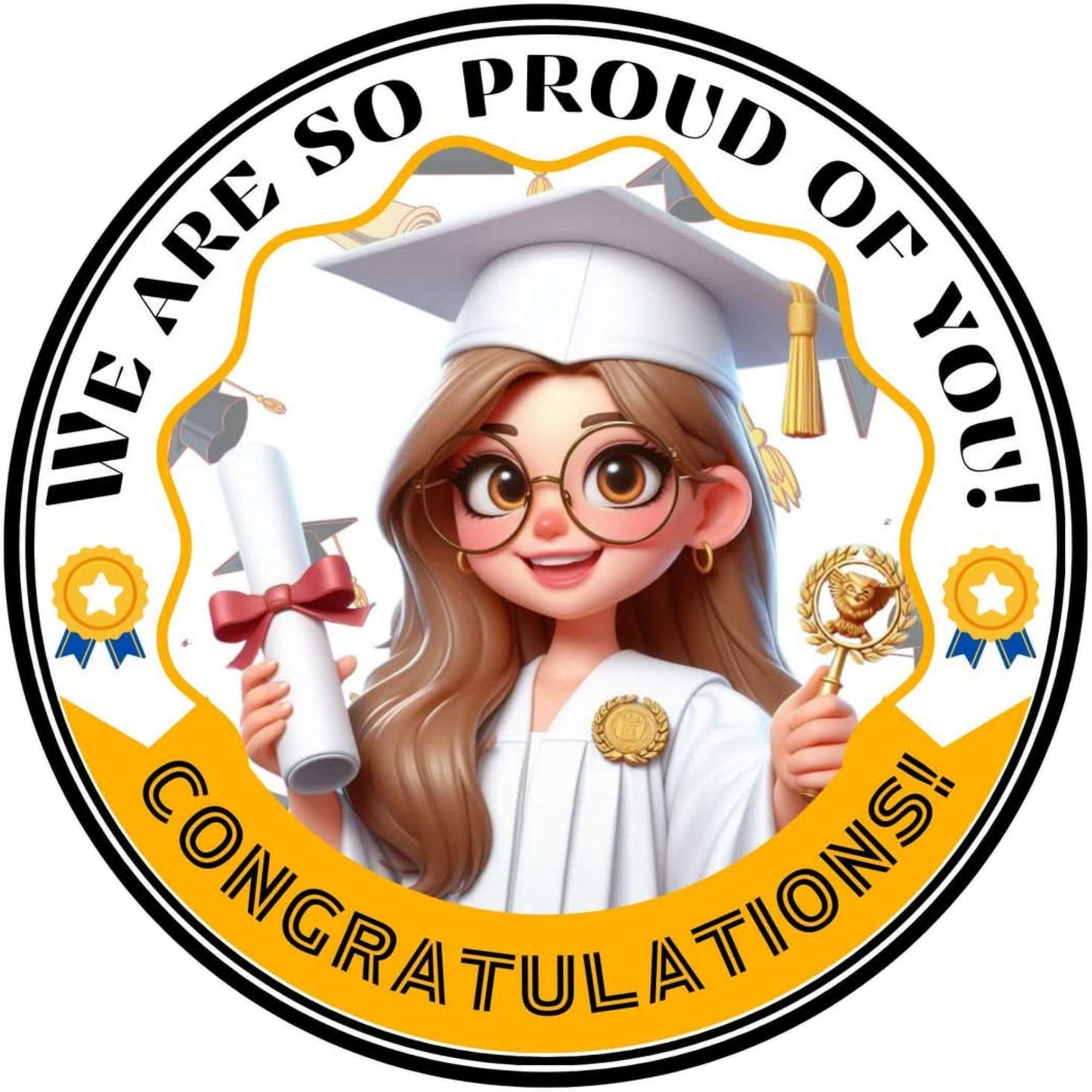 2026 Glossy Graduation Logo Garland – Premium Round Cut for Lei Garland, Centerpieces & Sashes - Tata's Printing