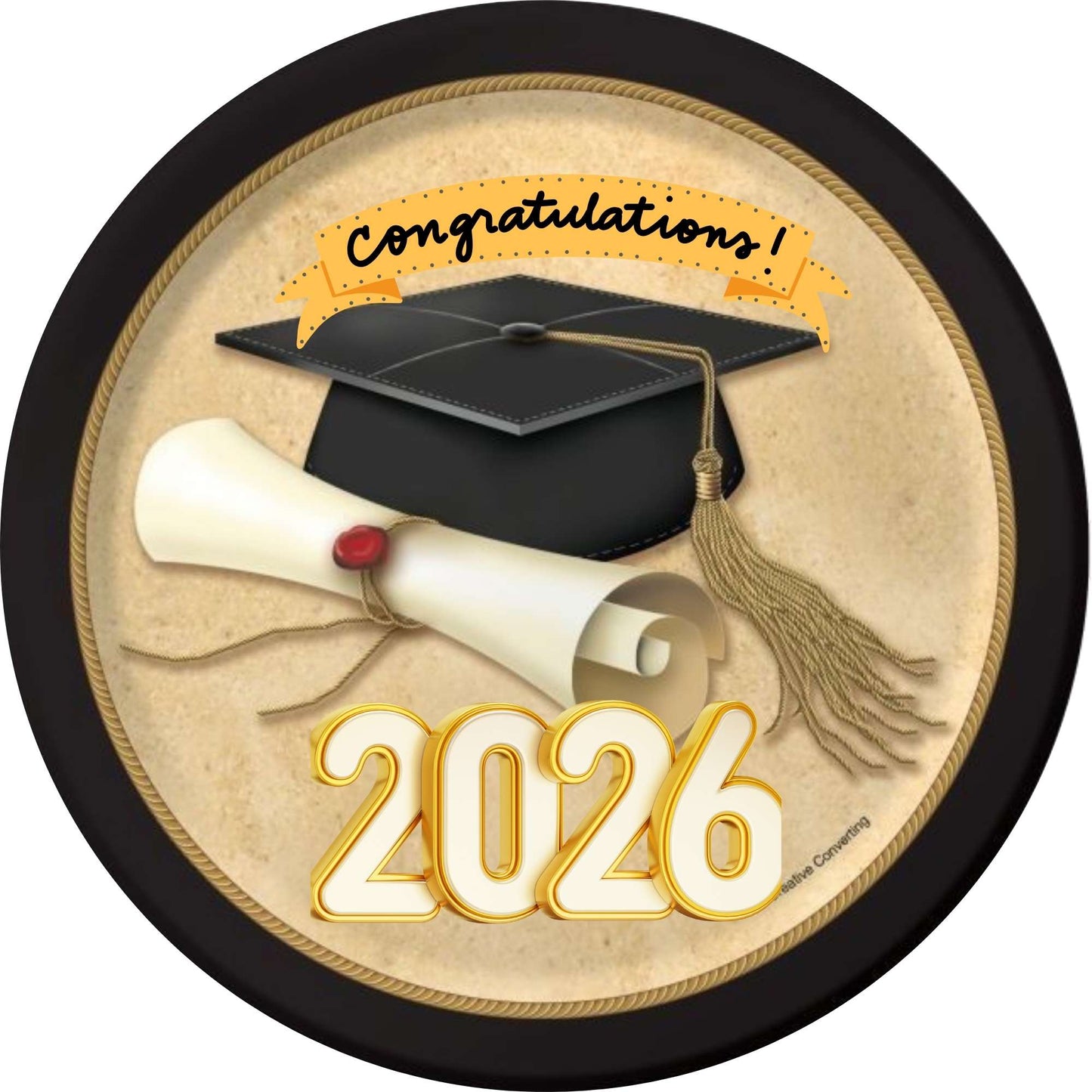 2026 Glossy Graduation Logo Garland – Premium Round Cut for Lei Garland, Centerpieces & Sashes - Tata's Printing