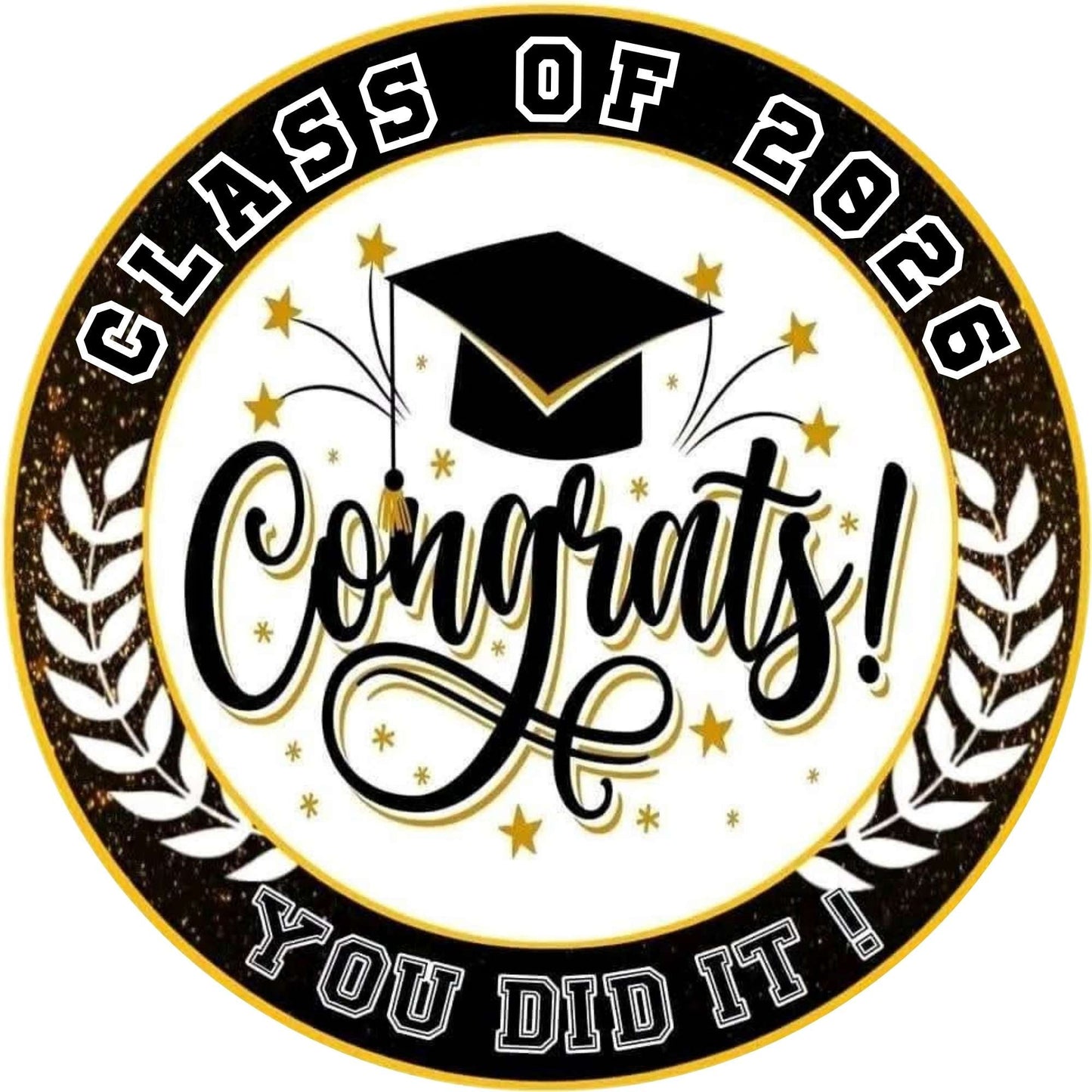 2026 Glossy Graduation Logo Garland – Premium Round Cut for Lei Garland, Centerpieces & Sashes - Tata's Printing