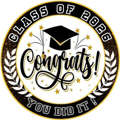 2026 Glossy Graduation Logo Garland – Premium Round Cut for Lei Garland, Centerpieces & Sashes - Tata's Printing